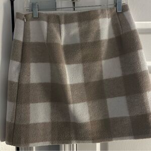 LOFT Wool Plaid Mini Skirt with Lining, Size 6.
